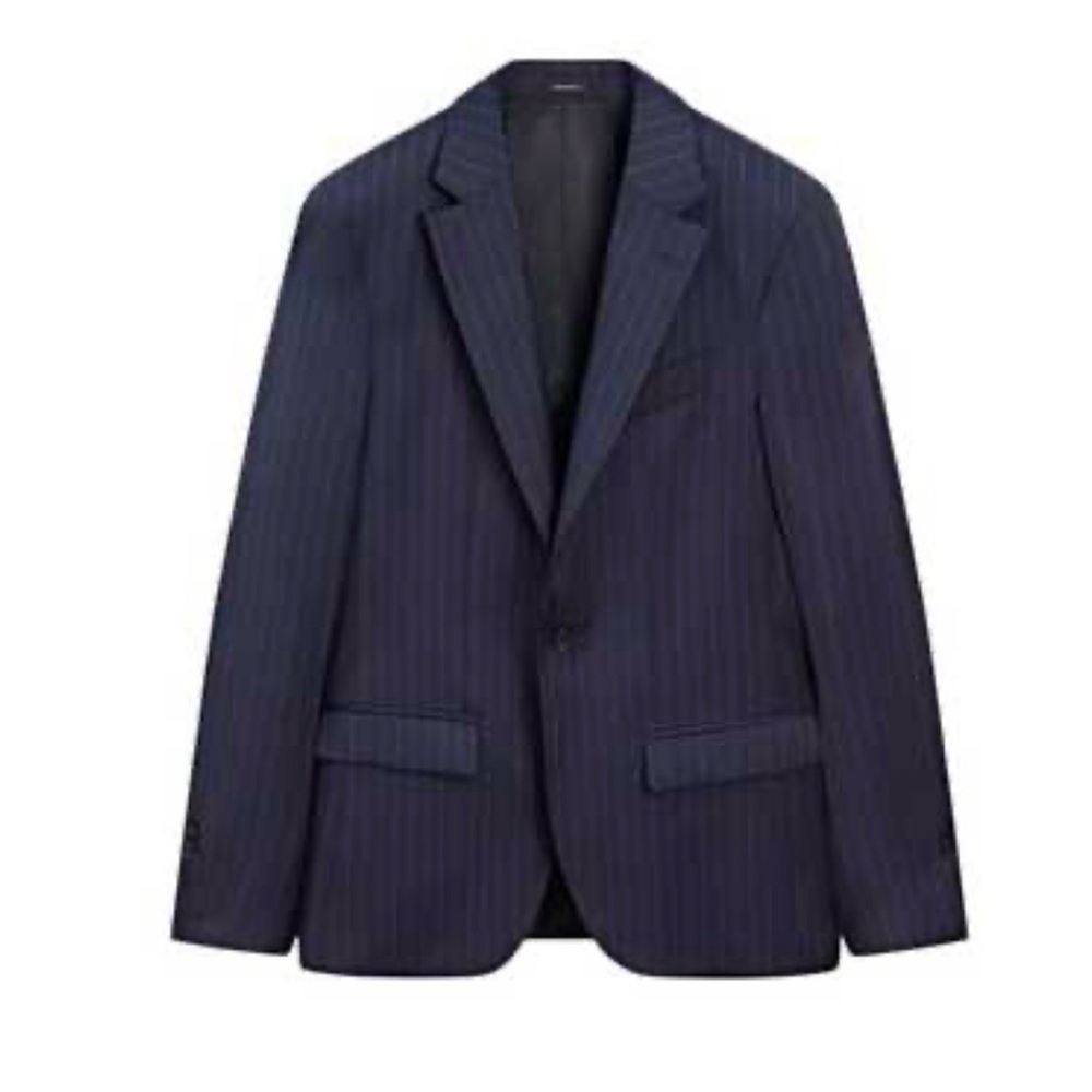 NWT ZARA Men’s Navy Blue Pinstripe Blazer Jacket Size 42 Classic Fit